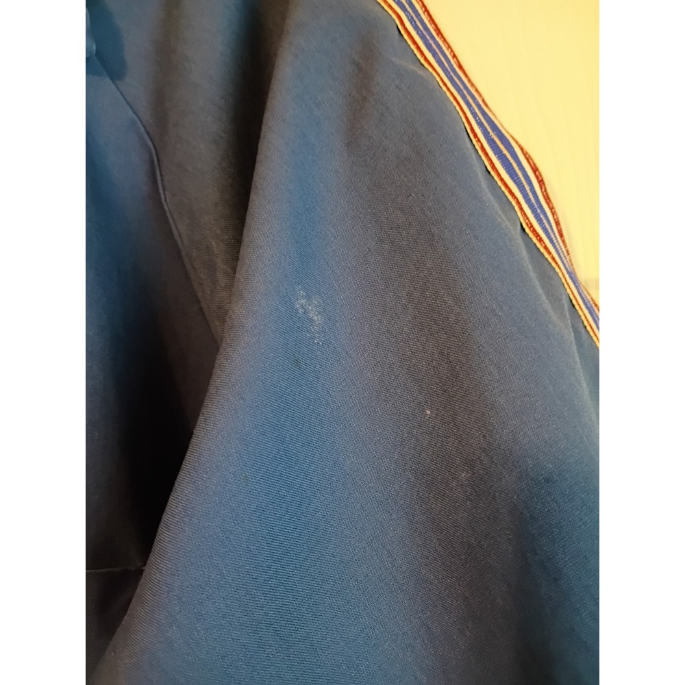 Vintage Blue Racing Stripe Short Sleeve Coveralls Mechanic Jumpsuit Mens XL - Picture 3 of 8